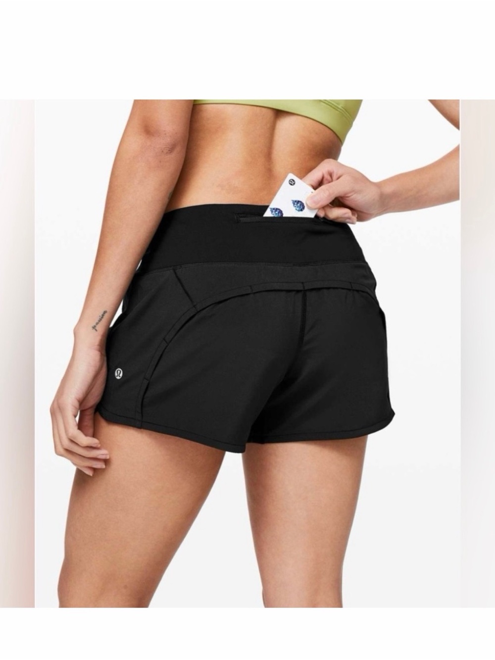 Lululemon Run Times 4” Black Shorts Sz 10 blue